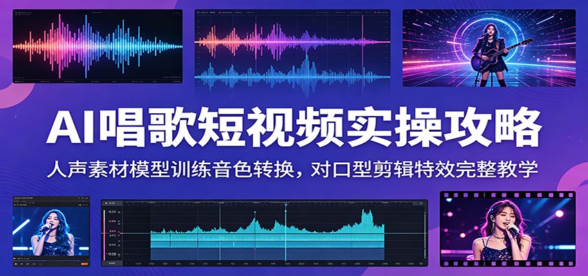 AI唱歌短视频实操攻略:人声素材模型训练音色转换,对口型剪辑特效完整教学-仙女副业网
