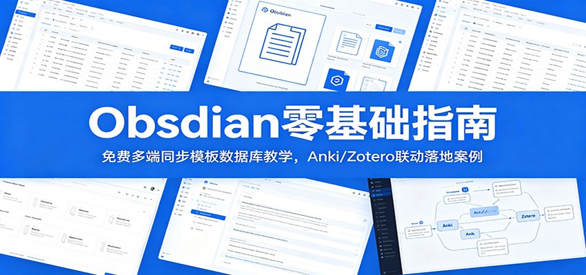 Obsidian零基础指南:免费多端同步模板数据库教学,Anki/Zotero联动落地案例-仙女副业网