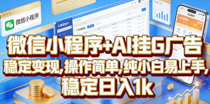 微信小程序+AI挂G广告,稳定变现,操作简单,纯小白易上手,稳定日入1k【揭秘】-仙女副业网