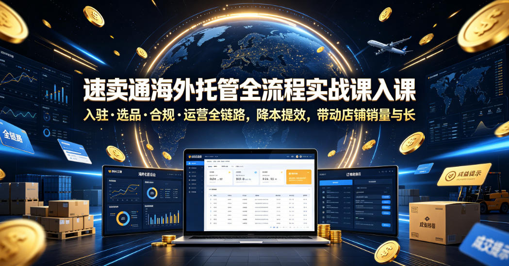 速卖通海外托管全流程实战课入驻・选品・合规・运营全链路,降本提效,带动店铺销量与收益增长-仙女副业网