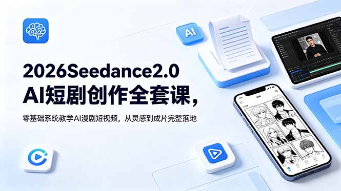 2026Seedance2.0AI短剧创作全套课,零基础系统教学AI漫剧短视频,从灵感到成片完整落地-仙女副业网