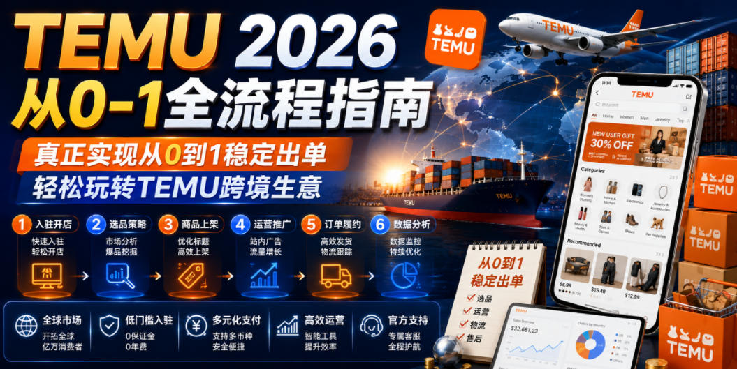 TEMU 2026从0-1全流程指南,真正实现从0到1稳定出单,轻松玩转TEMU跨境生意-仙女副业网
