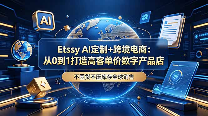 Etsy AI定制+跨境电商：从0到1打造高客单价数字产品店，不囤货不压库存全球销售-仙女副业网