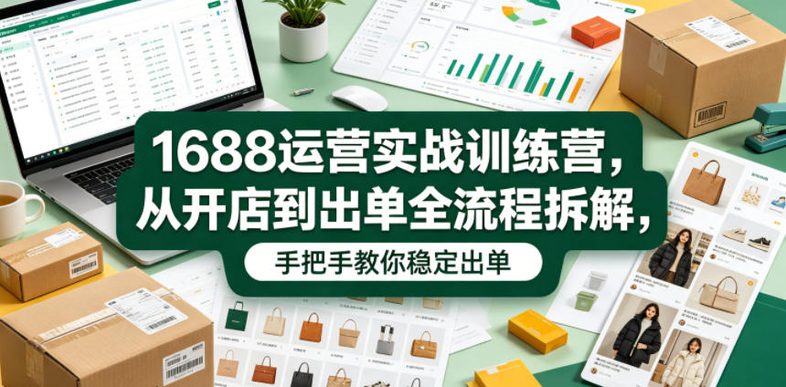 1688运营实战训练营，从开店到出单全流程拆解，手把手教你稳定出单(更新0620)-仙女副业网
