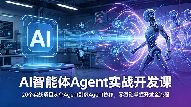 AI智能体Agent实战开发课:20个实战项目从单Agent到多Agent协作,零基础掌握开发全流程-仙女副业网