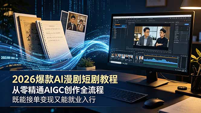 2026 爆款 AI 漫剧短剧教程 从零精通 AIGC 创作全流程 既能接单变现又能就业入行-仙女副业网