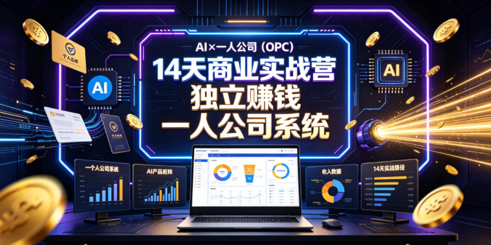 AI×一人公司(OPC)14天商业实战营,用AI帮你搭建一个属于你自己的、能独立賺钱的一人公司系统-仙女副业网