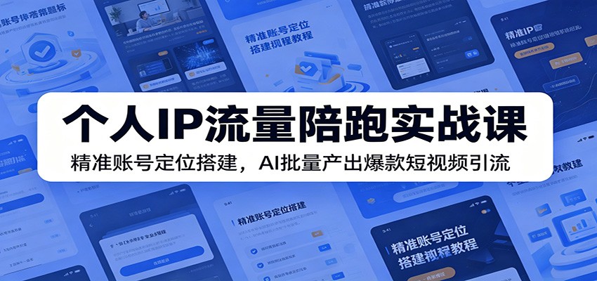 个人IP流量陪跑实战课:精准账号定位搭建,AI批量产出爆款短视频引流-仙女副业网