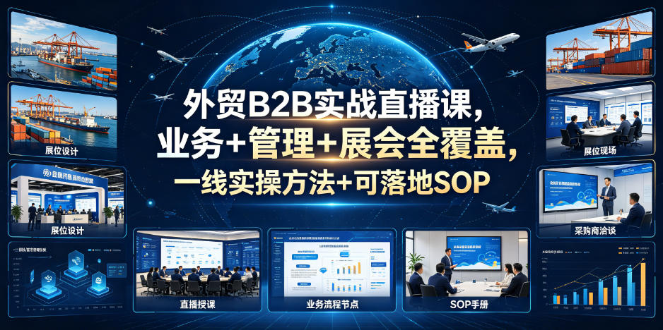 外贸B2B实战直播课,业务+管理+展会全覆盖,一线实操方法+可落地SOP-仙女副业网