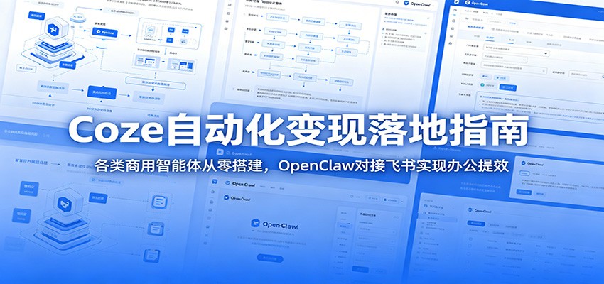 Coze自动化变现落地指南:各类商用智能体从零搭建,OpenClaw对接飞书实现办公提效-仙女副业网
