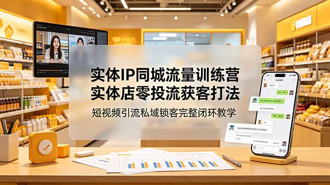实体IP同城流量训练营:实体店零投流获客打法,短视频引流私域锁客完整闭环教学-仙女副业网