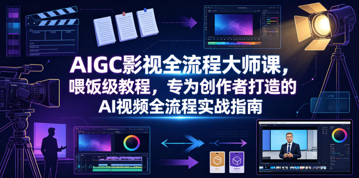AIGC影视全流程大师课，喂饭级教程，专为创作者打造的AI视频全流程实战指南-仙女副业网