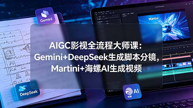 AIGC影视全流程大师课：Gemini+DeepSeek生成脚本分镜，Martini+海螺AI生成视频-仙女副业网