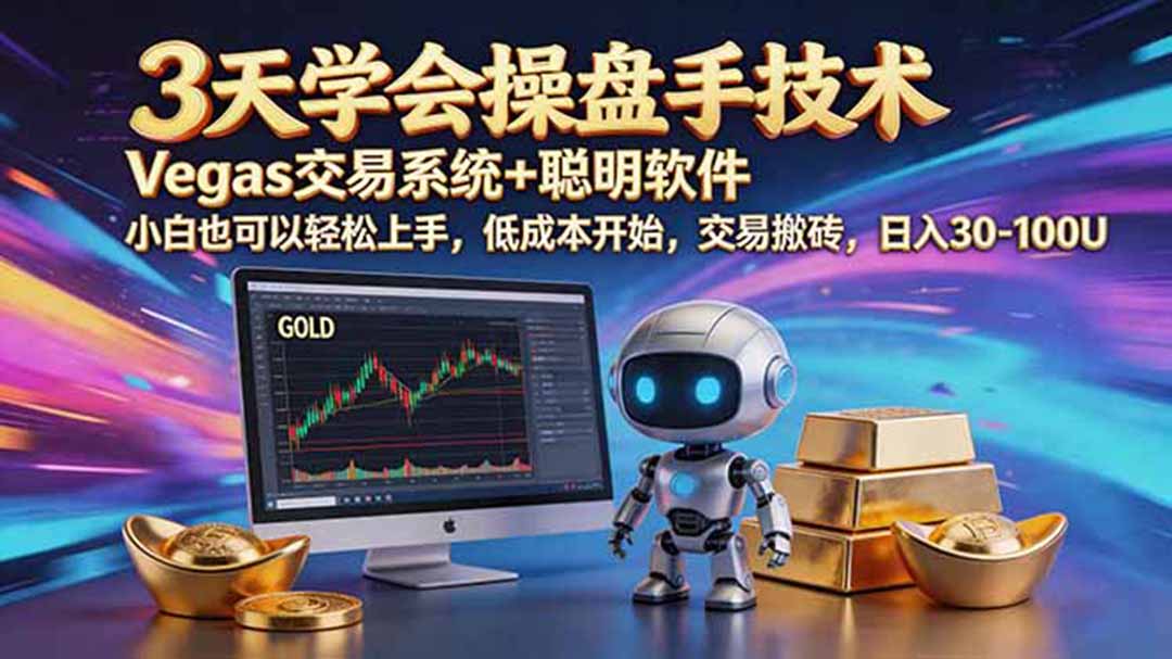 三天学会操盘手技术，vegas技术+聪明软件，小白也可以轻松上手，日入500+-仙女副业网