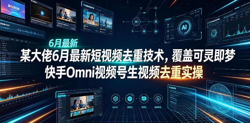 某大佬6月最新短视频去重技术，覆盖可灵即梦快手Omni视频号生视频去重实操-仙女副业网