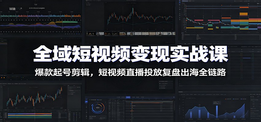 全域短视频变现实战课：爆款起号剪辑，短视频直播投放复盘出海全链路-仙女副业网