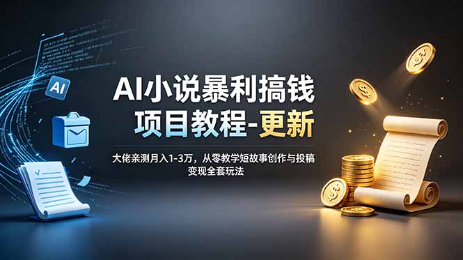 AI小说暴利搞钱项目教程-更新，大佬亲测月入1-3万，从零教学短故事创作与投稿变现全套玩法-仙女副业网