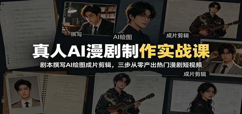 真人AI漫剧制作实战课：剧本撰写AI绘图成片剪辑，三步从零产出热门漫剧短视频-仙女副业网