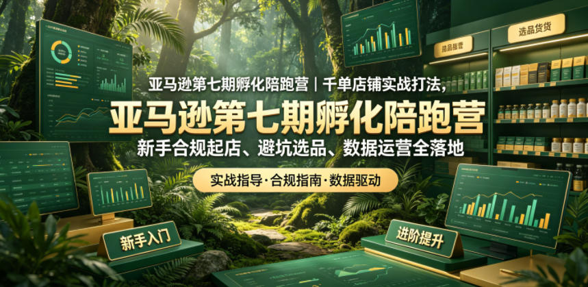 亚马逊第七期孵化陪跑营｜千单店铺实战打法，新手合规起店、避坑选品、数据运营全落地(更新0625)-仙女副业网