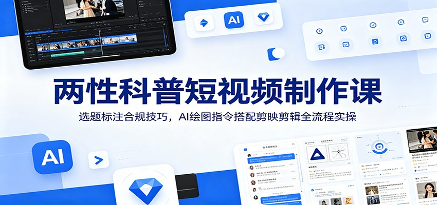 两性科普短视频制作课：选题标注合规技巧，AI绘图指令搭配剪映剪辑全流程实操-仙女副业网