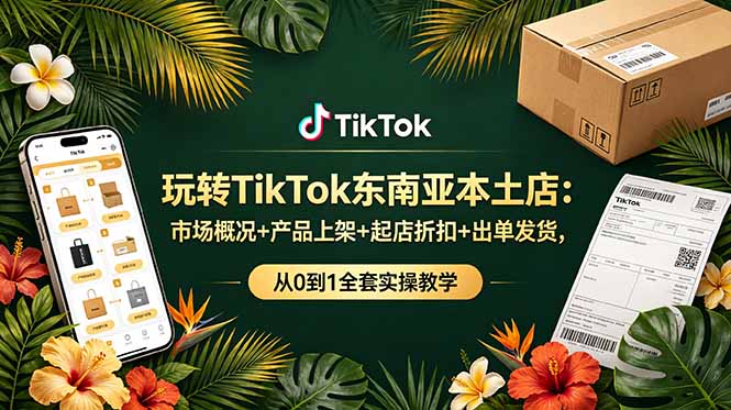 玩转TikTok东南亚本土店：市场概况+产品上架+起店折扣+出单发货，从0到1全套实操教学-仙女副业网