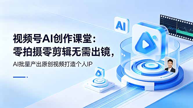 视频号AI创作课堂：零拍摄零剪辑无需出镜，AI批量产出原创视频打造个人IP-仙女副业网