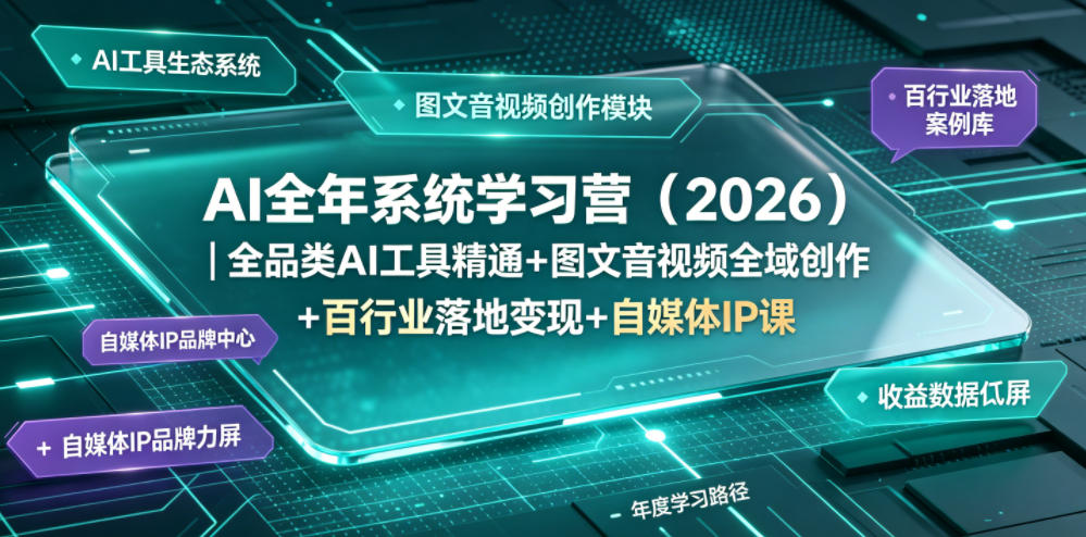 AI全年系统学习营(2026)｜全品类AI工具精通+图文音视频全域创作+百行业落地变现+自媒体IP打造年度进阶大课-仙女副业网