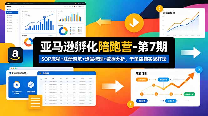 亚马逊孵化陪跑营-第7期：SOP流程+注册避坑+选品梳理+数据分析，千单店铺实战打法(更新0625-仙女副业网