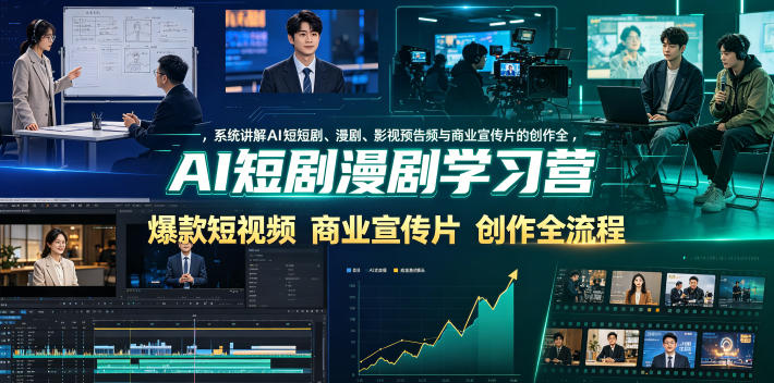 AI短剧漫剧学习营，系统讲解AI短剧、漫剧、影视预告片、爆款短视频与商业宣传片的创作全流程-仙女副业网