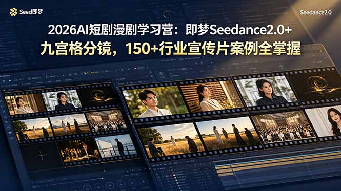 2026AI短剧漫剧学习营：即梦Seedance2.0+九宫格分镜，150+行业宣传片案例全掌握-仙女副业网