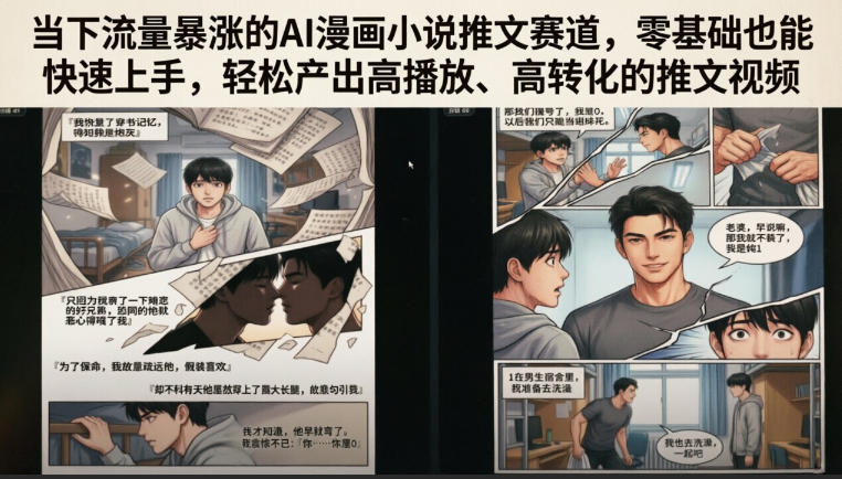 当下流量暴涨的AI漫画小说推文赛道，零基础也能快速上手，轻松产出高播放、高转化的推文视频-仙女副业网