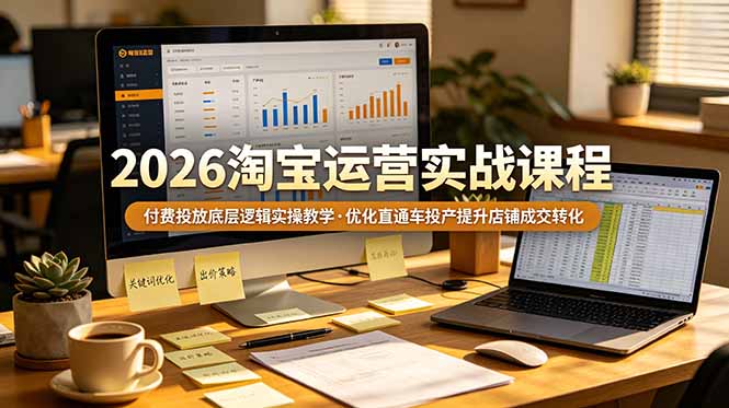 2026 淘宝运营实战课程，付费投放底层逻辑实操教学，优化直通车投产提升店铺成交转化-仙女副业网