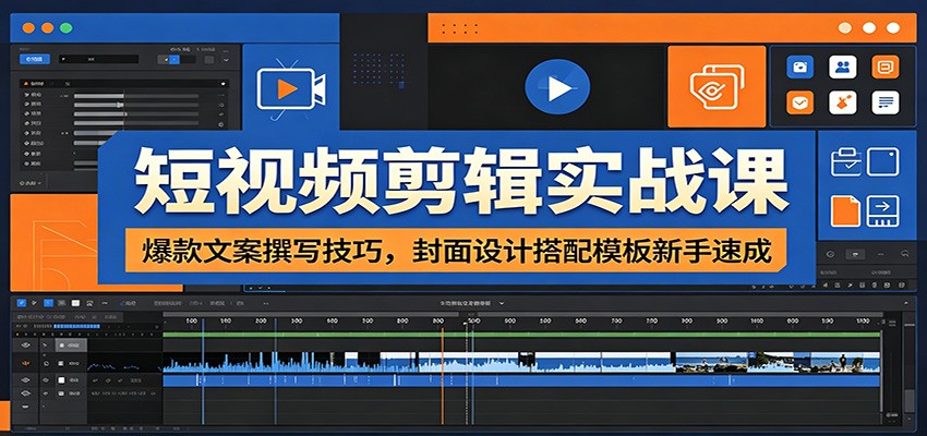 短视频剪辑实战课：爆款文案撰写技巧，封面设计搭配模板新手速成-仙女副业网