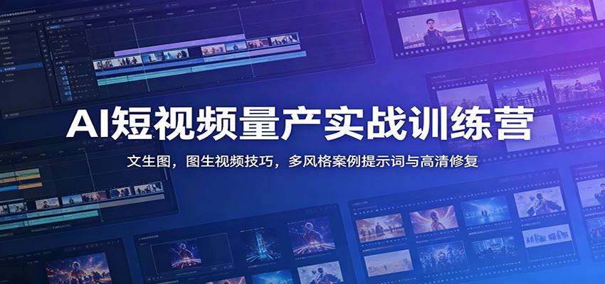 AI短视频量产实战训练营：文生图，图生视频技巧，多风格案例提示词与高清修复-仙女副业网