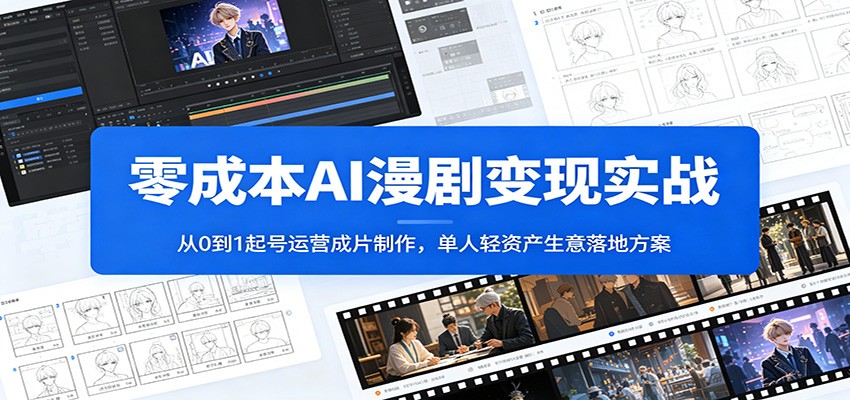 零成本AI漫剧变现实战：从0到1起号运营成片制作，单人轻资产生意落地方案-仙女副业网