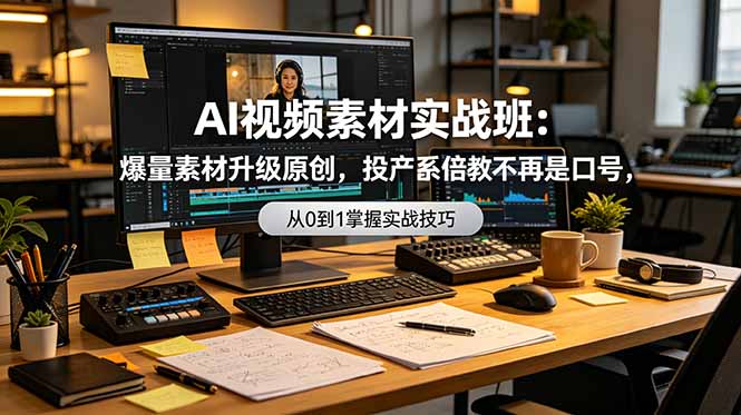 AI视频素材实战班：爆量素材升级原创，投产翻倍不再是口号，0-1系统教学实战落地-仙女副业网