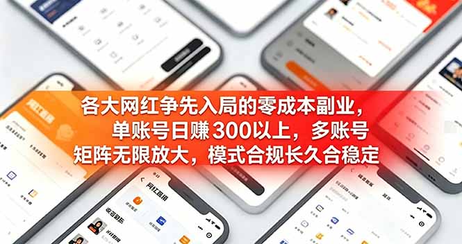 各大网红争先入局的零成本副业,单账号日赚 300 以上,多号矩阵可放大,模式合规长久稳定!-仙女副业网