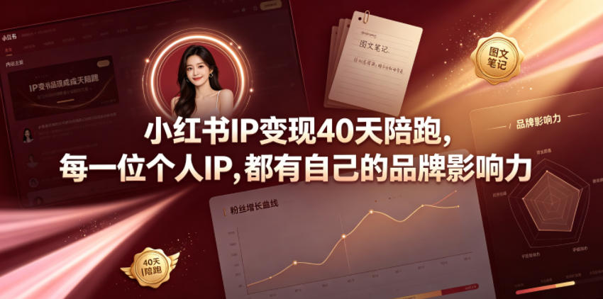小红书IP变现40天陪跑，每一位个人IP，都有自己的品牌影响力-仙女副业网