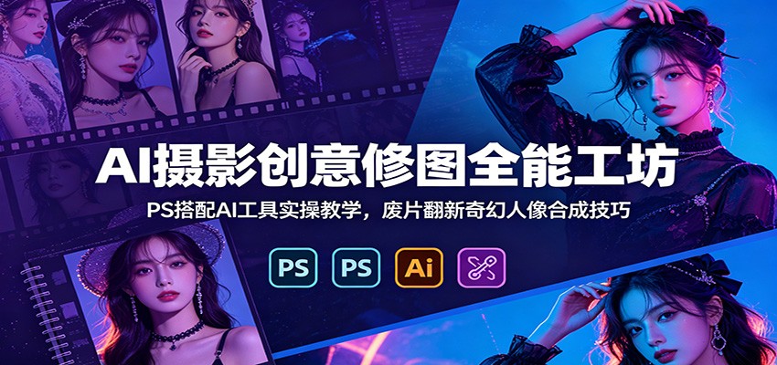 AI摄影创意修图全能工坊:PS搭配AI工具实操教学,废片翻新奇幻人像合成技巧-仙女副业网