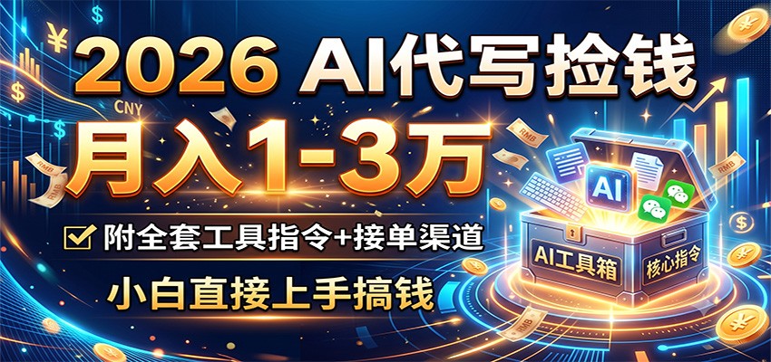 2026 AI代写捡钱，月入1-3万，附全套工具指令+接单渠道，小白直接上手搞钱-仙女副业网