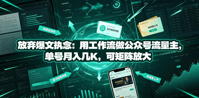 放弃爆文执念：用工作流做公众号流量主，单号月入几K，可矩阵放大-仙女副业网