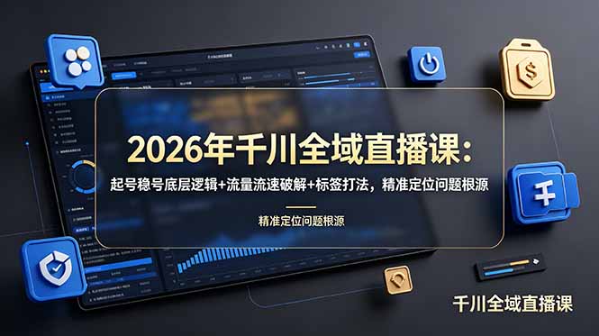 2026年千川全域直播课:起号稳号底层逻辑+流量流速破解+标签打法,精准定位问题根源-仙女副业网