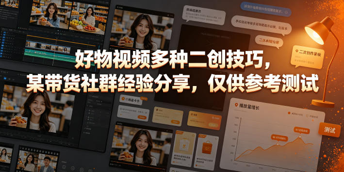 好物视频多种二创技巧，某带货社群经验分享，仅供参考测试-仙女副业网