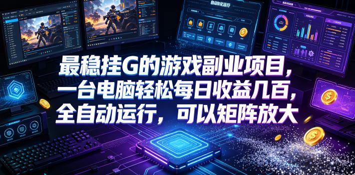 最稳挂G的游戏副业项目，一台电脑轻松每日收益几百，全自动运行，可以矩阵放大【揭秘】-仙女副业网