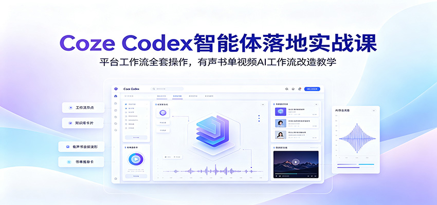 Coze Codex智能体落地实战课：平台工作流全套操作，有声书单视频AI工作流改造教学-仙女副业网