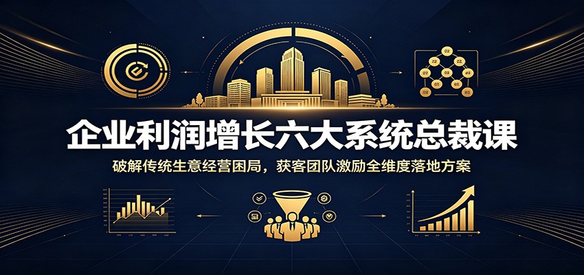 企业利润增长六大系统总裁课:破解传统生意经营困局,获客团队激励全维度落地方案-仙女副业网