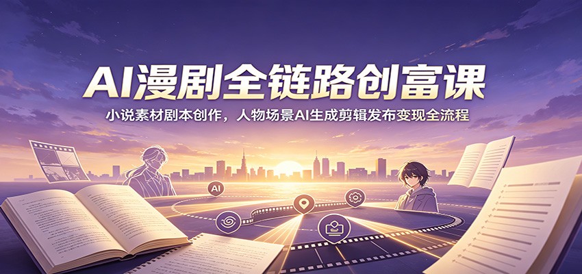 AI漫剧全链路创富课：小说素材剧本创作，人物场景AI生成剪辑发布变现全流程-仙女副业网