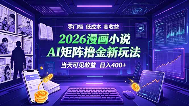 爆款小说漫画大阅读    ai矩阵操作    当天可见收益  日入400+    零门槛    高收益-仙女副业网