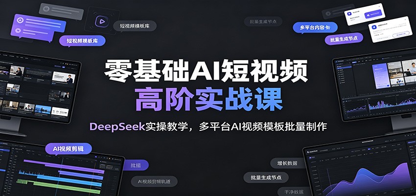零基础AI短视频高阶实战课：DeepSeek实操教学，多平台AI视频模板批量制作-仙女副业网