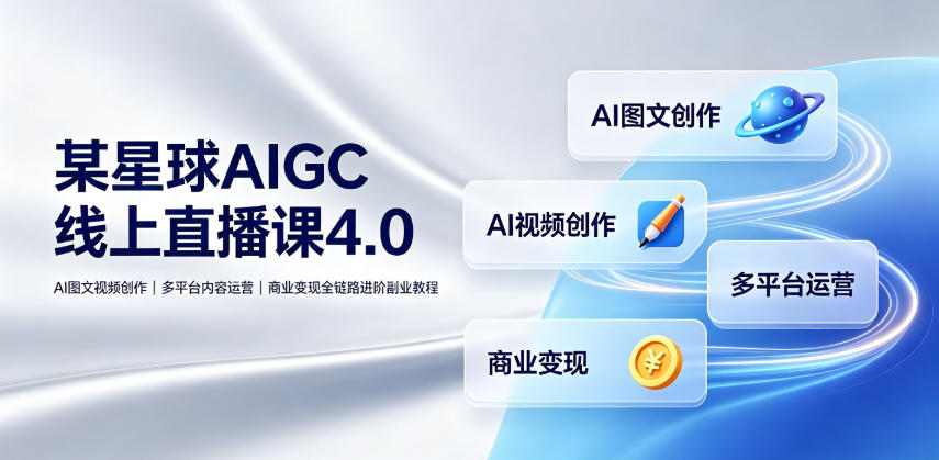 某星球AIGC线上直播课4.0｜AI图文视频创作、多平台内容运营、商业变现全链路进阶副业教程-仙女副业网